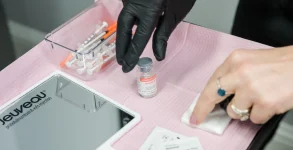 Jeuveau neurotoxin vial and syringes prepared on sterile tray at Beauty Aesthetics med spa Lutz FL